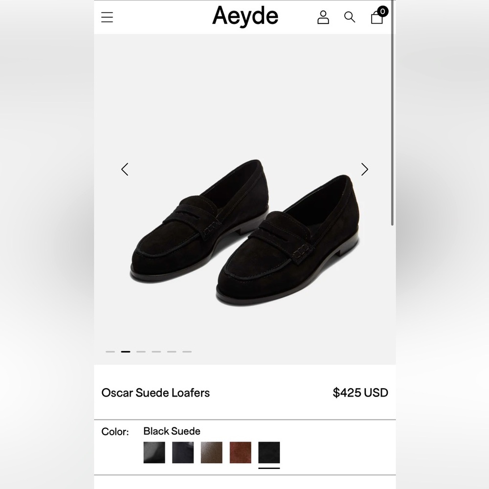 Aeyde Oscar Black Suede Loafer, Size 40